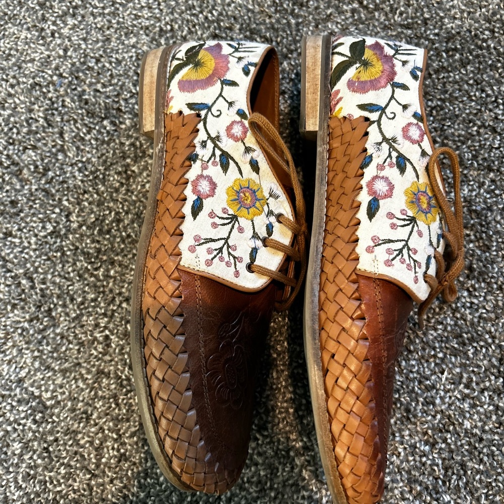 Laidback London Coriander Oxfords Womens Size 41 Brown Leather Hand-Embroidered - Picture 4 of 9
